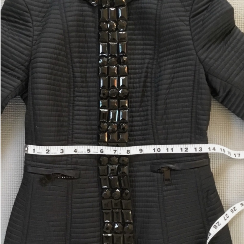 Burberry London Black Quilted Jacket with Jeweled Trim size 0/2 XS - Picture 3 of 10